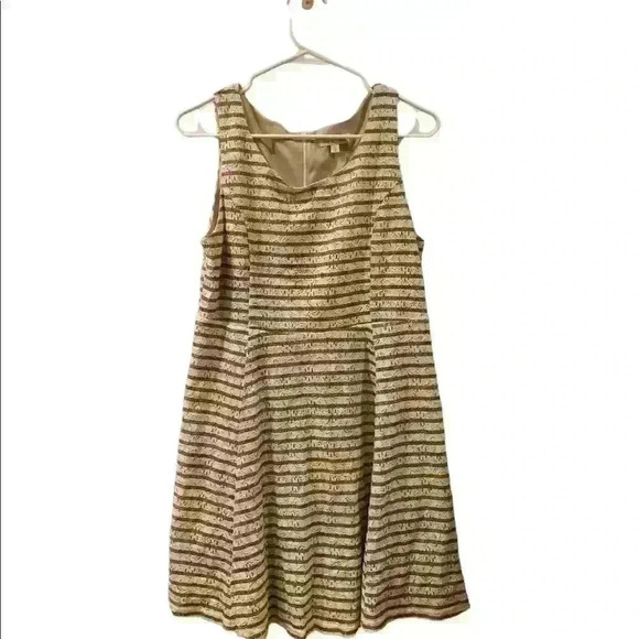 Hem & Thread Gold and White Striped Dress - Picture 1 of 4